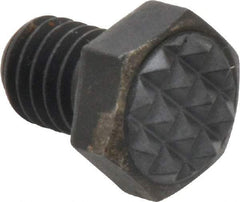 Fairlane - Serrated Tooth, 3/8-16, 1/2" Shank Length, 1/2" Thread Length, Black Oxide Finish, Hex Head, Adjustable Positioning Gripper - 1/2" Pad Diam, 9/16" Hex, 9/32" Head Height, Fine Tooth Grade - Exact Tool & Supply