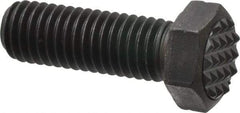 Fairlane - Serrated Tooth, 1/2-13, 1-1/2" Shank Length, 1-1/2" Thread Length, Black Oxide Finish, Hex Head, Adjustable Positioning Gripper - 5/8" Pad Diam, 3/4" Hex, 23/64" Head Height, Fine Tooth Grade - Exact Tool & Supply