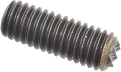 Fairlane - Serrated Tooth, 3/8-16, 3/16" Internal Hex, 1" Thread Length, Black Oxide Finish, Fully Threaded, Adjustable Positioning Gripper - 1/4" Pad Diam, Extra Fine Tooth Grade - Exact Tool & Supply