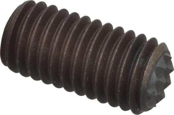 Fairlane - Serrated Tooth, 1/2-13, 1/4" Internal Hex, 1" Thread Length, Black Oxide Finish, Fully Threaded, Adjustable Positioning Gripper - 3/8" Pad Diam, Fine Tooth Grade - Exact Tool & Supply