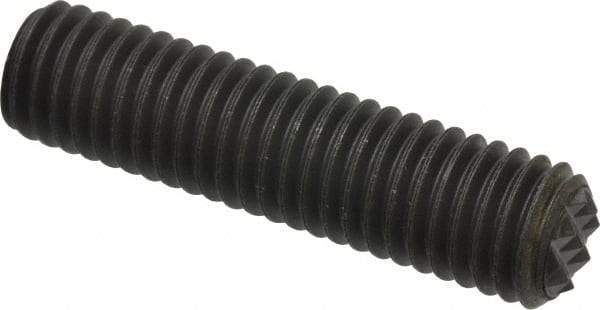 Fairlane - Serrated Tooth, 1/2-13, 1/4" Internal Hex, 2" Thread Length, Black Oxide Finish, Fully Threaded, Adjustable Positioning Gripper - 3/8" Pad Diam, Fine Tooth Grade - Exact Tool & Supply