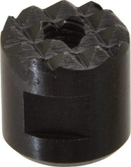 Fairlane - 10-32 Thread, 1/2" Diam, 1/2" High, Threaded, Fine Tooth Grade Diamond Serration Tooth Pattern, High Speed Steel, Round Positioning Gripper - 3/16" Flat Width, Black Oxide Coated - Exact Tool & Supply