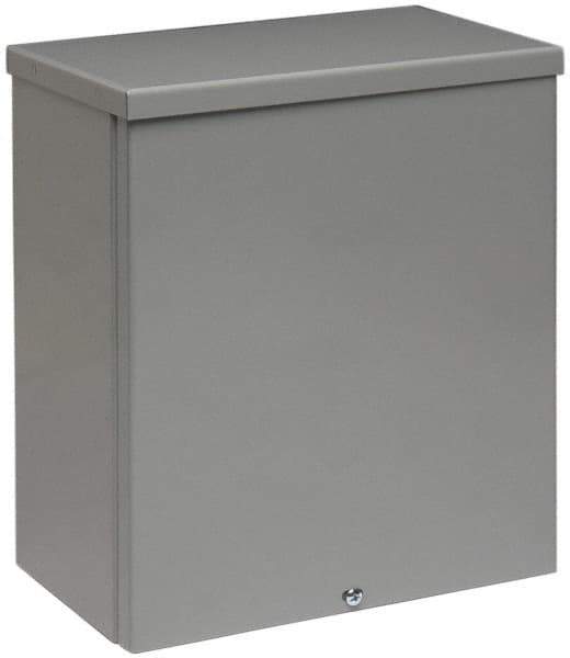 Cooper B-Line - Steel Junction Box Enclosure Screw Flat Cover - NEMA 3R, 12" Wide x 12" High x 4" Deep, Rainproof - Exact Tool & Supply