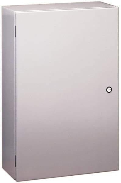 Cooper B-Line - Steel Standard Enclosure Hinge Flat Cover - NEMA 4, 12, 24" Wide x 24" High x 12" Deep, Dirt-tight, Dust-tight, Rainproof & Watertight - Exact Tool & Supply