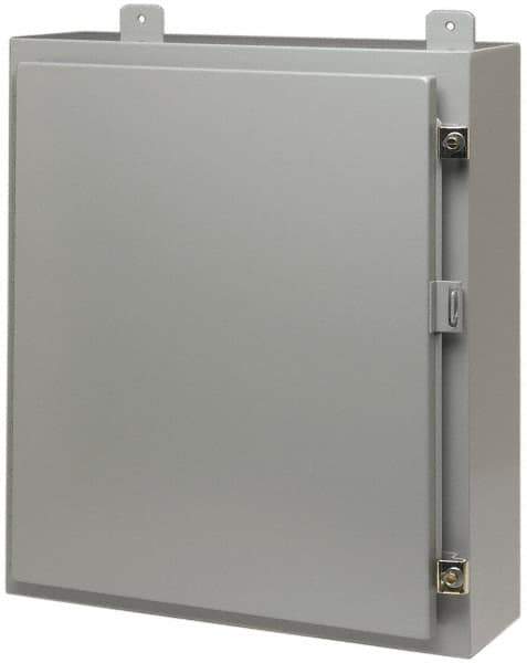Cooper B-Line - Steel Standard Enclosure Hinge Flat Cover - NEMA 12, 13, 24" Wide x 24" High x 12" Deep - Exact Tool & Supply