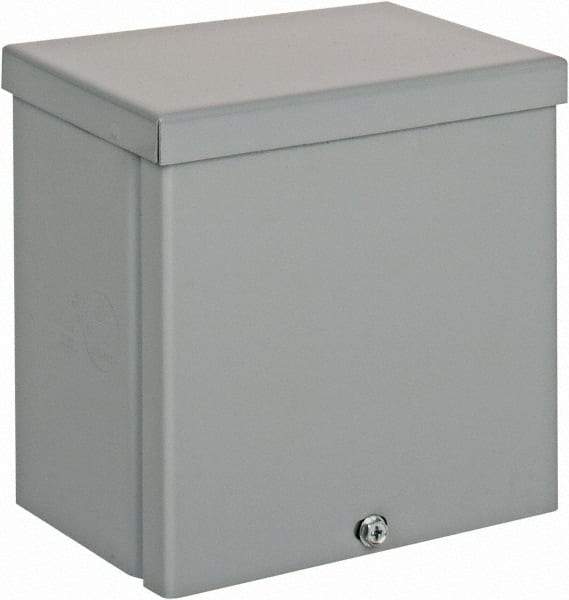 Cooper B-Line - Steel Junction Box Enclosure Screw Flat Cover - NEMA 3R, 6" Wide x 6" High x 4" Deep, Rainproof - Exact Tool & Supply