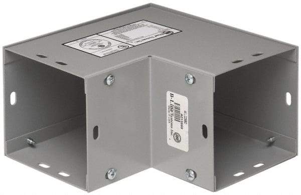 Cooper B-Line - 6 Inch Wide x 6 Inch High, Raceway Elbow End - 90°, Gray, For Use with Lay In Wireways, Type 1 Screw Cover Wireway - Exact Tool & Supply