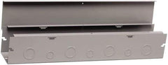 Cooper B-Line - 4" High x 102mm Wide x 24" Long, Screw Mount Solid Wall Wire Duct - Gray, 7 (Bottom) & 7 (Top) Knockouts, Hinged Cover, Steel - Exact Tool & Supply