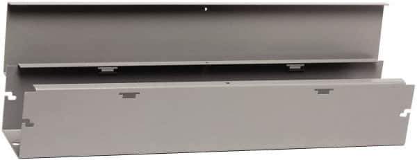 Cooper B-Line - 4" High x 102mm Wide x 12" Long, Screw Mount Solid Wall Wire Duct - Gray, 3 (Bottom) & 3 (Top) Knockouts, Hinged Cover, Steel - Exact Tool & Supply