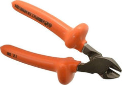 Facom - 6-3/32" OAL, 1.4mm Capacity, 5/8" Jaw Length x 1-3/16" Jaw Width, Insulated Diagonal Cutter Pliers - Standard Head, Cushion Grip Handles - Exact Tool & Supply