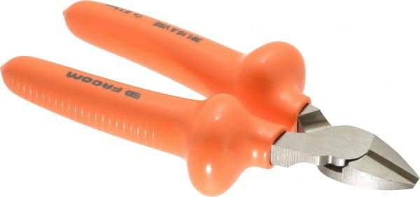 Facom - 6-5/16" OAL, 3.5mm Capacity, 3/4" Jaw Length x 13/32" Jaw Width, Insulated Diagonal Cutter Pliers - Standard Head, Cushion Grip Handles - Exact Tool & Supply