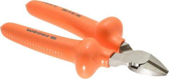 Facom - 6-5/16" OAL, 3.5mm Capacity, 3/4" Jaw Length x 13/32" Jaw Width, Insulated Diagonal Cutter Pliers - Standard Head, Cushion Grip Handles - Exact Tool & Supply