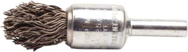Weiler - Crimped, End Brushes - 1/2"X1/4X.02 CNTRLD FLARE END BRUSH - Exact Tool & Supply