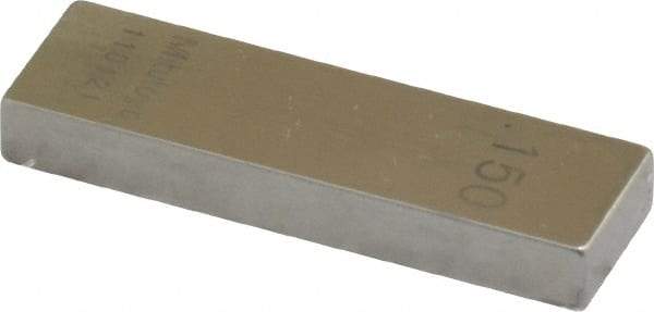 Mitutoyo - 0.15" Rectangular Steel Gage Block - Accuracy Grade 0, Includes Certificate of Inspection - Exact Tool & Supply