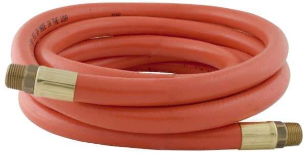 PRO-SOURCE - 1/2" ID x 3/4" OD 100' Long Multipurpose Air Hose - MNPT x MNPT Ends, 300 Working psi, 23 to 150°F, 1/2" Fitting, Orange - Exact Tool & Supply