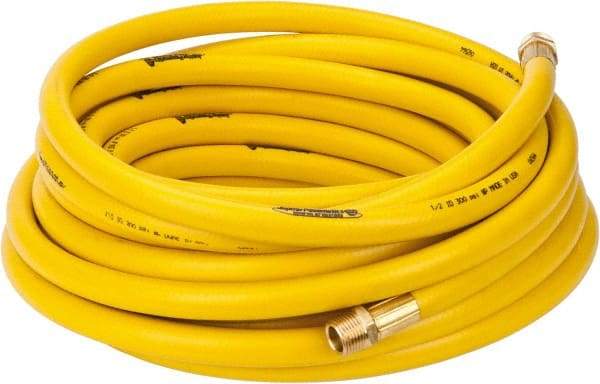 PRO-SOURCE - 1/2" ID x 3/4" OD 50' Long Multipurpose Air Hose - MNPT x MNPT Ends, 300 Working psi, 23 to 150°F, 1/2" Fitting, Yellow - Exact Tool & Supply
