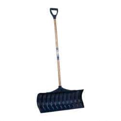 UnionTools - 30 Inch Wide Blade x 11-1/2 Inch High Blade Pusher Snow Shovel - 43 Inch Long Ash Shaft Handle with Poly D-Grip - Exact Tool & Supply