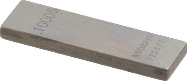 Mitutoyo - 0.10005" Rectangular Steel Gage Block - Accuracy Grade 0, Includes Certificate of Inspection - Exact Tool & Supply