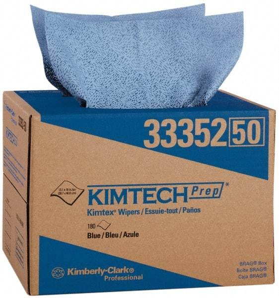 Kimtech - Dry Clean Room/Lab/Critical Task Wipes - Pop-Up, 12-1/2" x 12" Sheet Size, Blue - Exact Tool & Supply