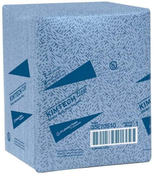 Kimtech - 1/4 Fold Clean Room/Lab/Critical Task Wipes - Poly Pack, 13" x 12" Sheet Size, Blue - Exact Tool & Supply