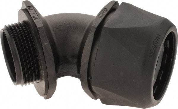 Murrplastik - 1-1/4" Trade, Nylon Compression Angled Liquidtight Conduit Connector - Noninsulated - Exact Tool & Supply