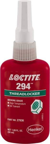 Loctite - 50 mL, Green, High Strength Liquid Threadlocker - 24 hr Full Cure Time - Exact Tool & Supply
