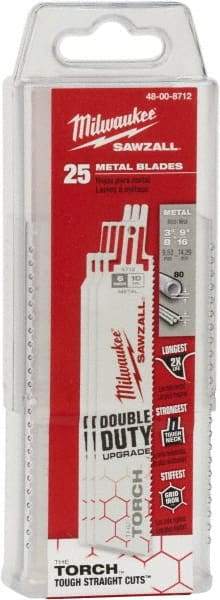 Milwaukee Tool - 6" Long x 1" Thick, Steel Reciprocating Saw Blade - Straight Profile, 10 TPI, Toothed Edge - Exact Tool & Supply