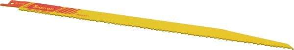 Starrett - 12" Long x 3/4" Thick, Bi-Metal Reciprocating Saw Blade - Tapered Profile, 6 to 10 TPI, Toothed Edge, Universal Shank - Exact Tool & Supply