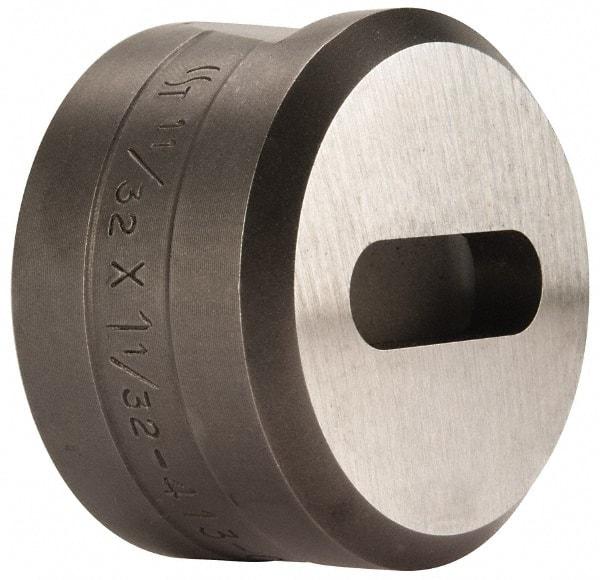 Cleveland Steel Tool - 1-1/32 Inch Long x 11/32 Inch Wide Oblong Ironworker Die - 1-13/16 Inch Head Diameter, 1-1/8 Inch Head Height - Exact Tool & Supply