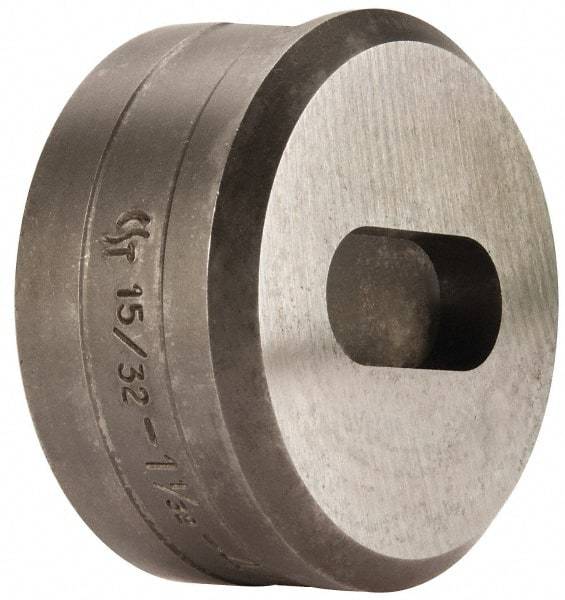Cleveland Steel Tool - 1-1/32 Inch Long x 15/32 Inch Wide Oblong Ironworker Die - 2 Inch Head Diameter, 1 Inch Head Height - Exact Tool & Supply