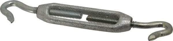 Made in USA - 74 Lb Load Limit, 1/4" Thread Diam, 2-1/4" Take Up, Malleable Iron Hook & Hook Turnbuckle - 2-5/16" Body Length, 11/64" Neck Length, 5-1/2" Closed Length - Exact Tool & Supply