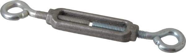 Made in USA - 96 Lb Load Limit, 5/16" Thread Diam, 2-9/16" Take Up, Aluminum Eye & Eye Turnbuckle - 3-7/16" Body Length, 7/32" Neck Length, 6-3/4" Closed Length - Exact Tool & Supply