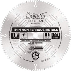Freud - 10" Diam, 5/8" Arbor Hole Diam, 100 Tooth Wet & Dry Cut Saw Blade - Carbide-Tipped, Standard Round Arbor - Exact Tool & Supply