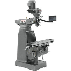 Jet - 7-7/8" Table Width x 35-3/4" Table Length, Variable Speed Pulley Control, 1 Phase Knee Milling Machine - R8 Spindle Taper, 1-1/2 hp - Exact Tool & Supply