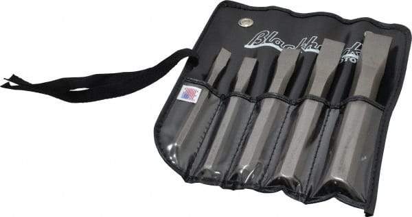 Blackhawk by Proto - 5 Piece Cold Chisel Set - 5-1/4, 5-1/2, 6-1/2, 7 & 7-1/2" OAL, Sizes Included 5/16 to 3/4" - Exact Tool & Supply