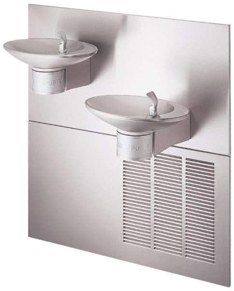 Halsey Taylor - 7.5 GPH Cooling Capacity Barrier Free Wall Mounted Water Cooler & Fountain - Bi-Level, 40 to 105 psi, 120 VAC Volts, 325 Watts, 4.5 Full Load Amperage, Stainless Steel - Exact Tool & Supply
