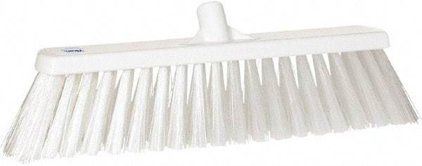 Vikan - 19" Heavy Duty Synthetic Push Broom - 4-25/64" Bristle Length, Plastic Block, European Threaded Handle Connection - Exact Tool & Supply
