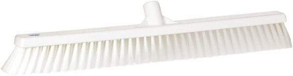 Vikan - 24" Fine Particle Synthetic Push Broom - 2" Bristle Length, Plastic Block, European Threaded Handle Connection - Exact Tool & Supply