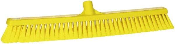 Vikan - 24" Fine Particle Synthetic Push Broom - 2" Bristle Length, Plastic Block, European Threaded Handle Connection - Exact Tool & Supply