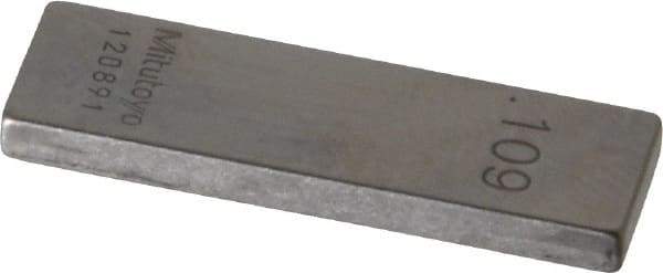 Mitutoyo - 0.109" Rectangular Steel Gage Block - Accuracy Grade 0, Includes Certificate of Inspection - Exact Tool & Supply