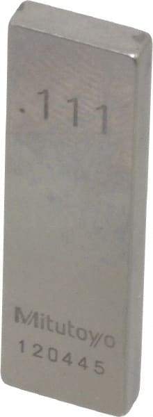 Mitutoyo - 0.111" Rectangular Steel Gage Block - Accuracy Grade 0, Includes Certificate of Inspection - Exact Tool & Supply