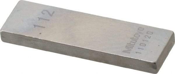 Mitutoyo - 0.112" Rectangular Steel Gage Block - Accuracy Grade 0, Includes Certificate of Inspection - Exact Tool & Supply