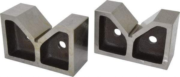 Value Collection - 3 to 3-17/32" Capacity, 90° Angle, Cast Iron V-Block - 7" Long x 3" Wide x 4-17/32" High, Sold as Matched Pair - Exact Tool & Supply