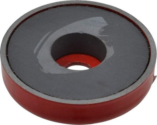 Value Collection - 10-24 Tap, 10 kg Average Pull Force, 2" Diam, 3/8" High, Ceramic Pot Magnet - Red, 0.34" Countersunk Hole - Exact Tool & Supply