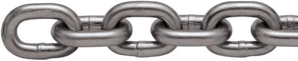Peerless Chain - 75 Ft. Long, 5400 Lbs. Load Capacity, Carbon Steel High Test Chain - 4 Grade, 1.34 Inch Inside Long x 0.569 Inch Inside Wide - Exact Tool & Supply