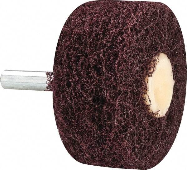 Merit Abrasives - 2" Diam, Medium Mounted Scrubber Buffing Wheel - 3 Ply, Medium Grade, 1/4" Shank Diam, 12,000 RPM - Exact Tool & Supply