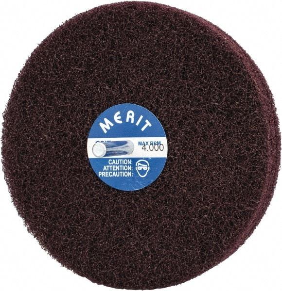 Merit Abrasives - 5" Diam, Medium Mounted Scrubber Buffing Wheel - 3 Ply, Medium Grade, 1/4" Shank Diam, 4,000 RPM - Exact Tool & Supply