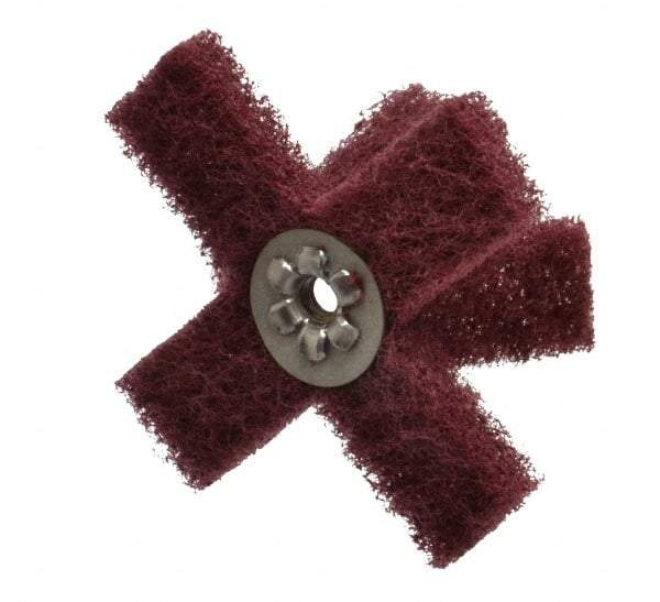 Merit Abrasives - 3" Diam Medium Density Cross Buff - 2 Plys, 1/4-20 Thread, Very Fine Grade, 8,000 Max RPM - Exact Tool & Supply
