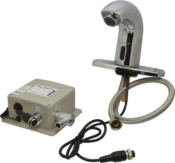Sloan Valve Co. - Chrome Single Hole Electronic & Sensor Faucet without Mixer - Powered by Battery, Standard Spout, 4" Mounting Centers - Exact Tool & Supply