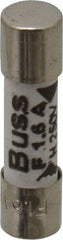 Cooper Bussmann - 250 VAC, 32 VDC, 1.6 Amp, Fast-Acting Miniature Ceramic Fuse - 20mm OAL, 5mm Diam - Exact Tool & Supply